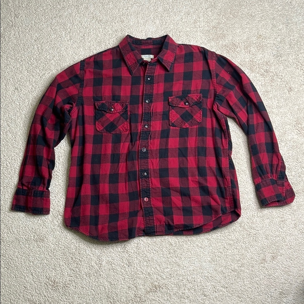 Arizona Jean Company Red and Black Plaid Casual Shirt